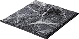 Erwin Müller WC-Vorlage ohne Ausschnitt, rutschhemmend Marmor grau Größe 50x50 cm - sehr saugfähig, schnelltrocknend, für Fußbodenheizung geeignet