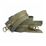 Metall Zähne Reißverschluss, 8# 70-120cm Metall Reißverschluss Doppelschieber Offenes Ende Zwei-Wege-Reißverschluss für Jacke Daunenjacke Zelt Reparatur-Sets DIY Kleidung Nähen Zubehör(Grün,80CM)