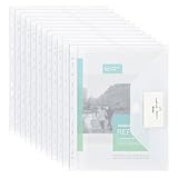 MOWETOO 22 Stück Dokumentenmappe A4 zum Abheften, Transparent A4 Dokumententasche mit Lochrand Klettverschluss und Etikettentasche, Wasserdicht Sammelmappen für Dokumente Organisieren