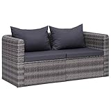 vidaXL 2X Garten Ecksofa 2-Sitzer Gartensofa Lounge Sofa Sessel Gartensessel Gartenmöbel Sitzgruppe Sitzgarnitur Gartenset Gartengarnitur Poly Rattan Grau