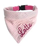 Hundehalstuch als Halsband Verstellbar optional mit Wunsch Namen bestickt Musselin dog bandana