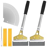 2 Stück Tapetenkratzer mit 20 Ersatzklingen, 30 × 10cm Tapetenschaber mit Gummigriff, Tapetenentferner Set mit SchutzhüLle, Für Alle Arten von WandoberfläChen, Beton, Glas, Holzplatten, Fliesen