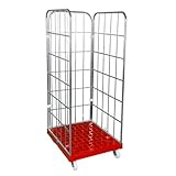 Abrollwerk Rollbehälter 1650 mm 3-seitig blau verzinkt Rollgitter Rollwagen – Lagertransportlösung für maximale Effizienz, stabile Konstruktion, ideal für Lagerhäuser und Logistik