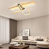 TUJJTU Moderne LED Deckenbeleuchtung 96W Dimmbar Rechteckige Deckenleuchte Halbbündige Deckenlampe mit Fernbedienung Minimalistische Decke Lampe für Wohnzimmer Schlafzimmer Küche Büro (Gold)