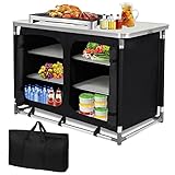 Froadp 100x50x80cm Campingküche Faltbar Campingschrank mit Aluminiumgestell & Tragetasche Mobile Schränke Outdoor Küchenschrank Reiseküche Küchenbox Zeltschrank für Camping Reisen (Type C)