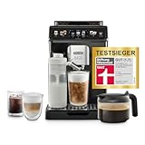 De'Longhi Eletta Explore ECAM452.57.G Kaffeevollautomat mit LatteCrema Milchsystem, heiße und kalte Getränke auf Knopfdruck, 3,5 Zoll TFT Touchscreen Farbdisplay, Kaffeekannen inklusive, schwarz