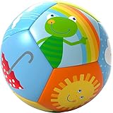 HABA Babyball Regenbogenwelt – Weicher Ball ab 6 Monaten mit bunten Wetter-Motiven, Ø 11 cm, Perfekt für erste Greif- & Ballspiele – 1306318001
