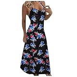 Allegorly Sommerkleid, Boho, Damen, lässig, Sommerkleid, kurzärmelig, Knopfleiste, Blumenmuster, bedruckt, kurze Ärmel, A-Linie, Druck mit Pflanzen, C-blau., Small