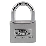 Burg-Wächter Vorhängeschloss Aluminium, 8 mm Bügelstärke, 50 mm Bügelhöhe, 2 Schlüssel inkl., Alutitan 770 50 SB
