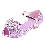 Kinderschuhe mit glänzenden Sandalen Prinzessin Schuhe Bogen High Heels Zeigen Prinzessin Schuhe Kinder Laufschuhe 1 Jahr (Purple, 29.5 Little Child)