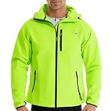 Wulibike Fahrradjacke Herren Winter Thermo fleecejacke Wasserdicht Atmungsaktiv Laufjacke Wanderjacke Unisex für kaltes Wetter Grün A5=XL