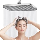 Regendusche Duschkopf 14 Zoll, 360° Verstellbarer Regendusche Duschkopf Regendusche Quadratischer Duschkopf Edelstahl Wassersparend Regenduschkopf Einbauduschköpfe Kopfbrause Dusche für Bad (Silber)