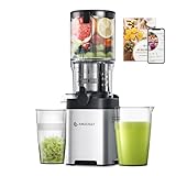 AMZCHEF Slow Juicer Vertikal - Entsafter mit 79 mm Öffnung für Gemüse und Obst Testsieger - Edelstahl Entsafter Slow Juicer mit Anti-Tropf-Design - Rot