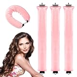 Andibro 3 Pack Hitzefreier Lockenwickler,über Nacht hitzefreie Locken Blowout Stäbe Stirnband DIY Wellen Lockenwickler Stäbe mit Haken Locken zum Schlafen Styling Tool für die meisten Haartypen(Rosa)