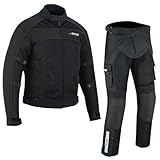 BOSmoto Sommer Motorradjacke + Hose Kombi – 2-Teiler Herren Textil Anzug,Motorrad Textil Jacke Und Hose,Motorrad Textil Kombi,Motorrad Kombi (BLACK, S)