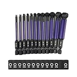 URPIZY Sechskant-Bit-Set mit Kugelkopf, 14 Zoll, 12-teilig, magnetisch, 75 mm Länge, mit Halter