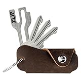 EL BICHO® Vigo I Leder Key-Organizer mit ZLIP® and Slide Einkaufswagenlöser aus Edelstahl, Schlüssel-Organizer für Schlüsselbund, Schlüsseltasche Organisator Etui für 1-6 Schlüssel (Coffee)