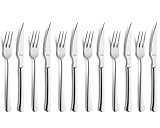 Amefa CHULETERO 7038, 12-teiliges Steak- und Pizzabesteck, Essbesteck 6 Personen, 6 x Steak-Messer, 6 x Steak-Gabel, 18/10 Edelstahl rostfrei & poliert