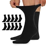 TUUHAW Diabetikersocken Herren 43-46 Diabetiker Socken Damen 10 Paar ohne Gummibund Comfort Baumwolle Schwarz Warm Mit Komfortbund Herrensocken Gesundheitssocken ohne Bund