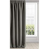 Eurofirany Logan Vorhang Blickdicht, Blackout, Satin Verdunkelungsvorhang mit Kräuselband-1 STK. Elegant, Glatt, Einfarbig, Wohnzimmer, Schlafzimmer, Grafitgrau, 135x270 cm