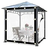 Pergola-Seitenteile aus hochtransparentem PE-Kunststoff, faltbar, regendicht, für Veranda/Pavillon/Terrasse, anpassbare Größe (5 x 5 x 3 m)