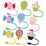 GARVALON 9 Stück Teiliges Wiederverwendbare Niedliche Trinkhalm abdeckungen aus Langlebigem Material Dekorative Strohhalm schutzkappen in Candy Kuchenform Staub Spritzgeschützt für