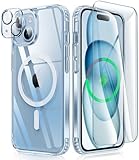 FNTCASE für iPhone 15 Clear Hülle: Hybrid Magnetische mit HaloLock Kameraschutz Fallschutz Anti Vergilbung Kratzfest Militärschutz Dünne Transparent Handyhülle iPhone 15 Cover 6.1 Zoll Klar