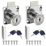2 Stück Schrankschloss mit Schlüssel,22mm Möbelschloss,Nockenschloss, Rostfreier Stahl Spindschloss mit Schlüssel, für Schubladen und Schränke