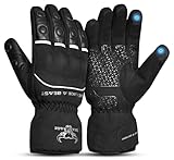 BEAST RAGE Winter Motorradhandschuhe für Damen Herren Warme wasserdicht Touchscreen Motorradhandschuhe für kaltes Wetter Straße,Touring (Schwarz, L)