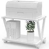 VEDECASA Desktop Drucker Stand 2-Tier Unter Schreibtisch Holz Drucker Regal Rustikale industrielle Bauernhaus Holz Speicher Buch Regal Tisch Organizer für Home Office Stilvolle Robuste (weiß)