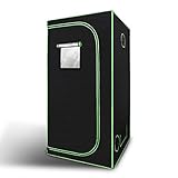 Jiubiaz Growzelt 100x100x200cm Grow Tent, Growschrank für Homegrow, Indoor Anbauzelt, Growroom, Lichtdicht und Wasserdicht Pflanzzelt, Zuchtzelt Schwarz Grün