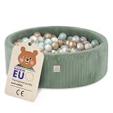 MISIOO Bällebad mit Schaumstoff-Füllung - 90x30cm - 200 Bälle - Hochwertige Bällebad Bälle für Kinder - Weiches und Sicheres Spielzeug - Waschbar