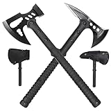 Set mit 2 Äxten 1x M48 Tactical Tomahawk mit Sanddorn - 1x Survival-Axt mit Hammer perfekt als Outdoor-Campingaxt - Axt mit Nylontasche