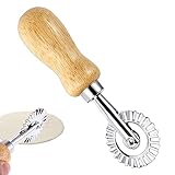 Prasacco Pasta Cutter Wheel, Pastry Cutter Wheel Ravioli Crimper Cutter Rad Nudelschneider Rad aus Edelstahl mit Holzgriff Geeignet für Privat- und Restaurantküchen (Durchmesser 3,7 cm)