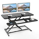 ERGOMAKER Stehpult Höhenverstellbarer Schreibtisch, 91 x 40cm Schnell Sitz Steh Computertisch für Zwei Monitore