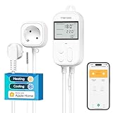 Meross Smart Thermostat Steckdose für HomeKit Digital WLAN Temperaturregler WiFi Heizungsthermostat Steckdose mit Fühler für Heizung und Kühlung 16 A, 2,4GHz, Weiß