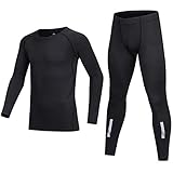 BUYKUD Kinder Funktionsunterwäsche Langarm Sportunterwäsche Fußball Trainingsanzüge Skiunterwäsche Unterwäsche Warme Set