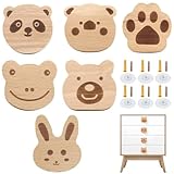 Möbelknöpfe Holz, 6 Stück süßer Tier schrankknöpfe, Tier Holzgriffe Für Schränke, Kinderzimmer Holzknöpfe, Schubladenknöpfe für Dekoration, Cartoon Tier Kommode Griff, für Schubladen, Schrank, Kommode