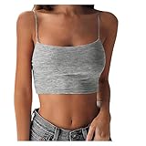 Nidddiv Spaghetti Top Damen Einfarbig Ärmellos Unterhemd Stretch Shapewear Spaghettiträger Tank Tops Damen Trägertop Rückenfreie Camisole Sommertop Strap Basic Oberteil Enge Freizeittops