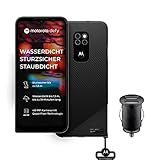 Motorola Moto Defy Outdoor Smartphone (6,5” kratzfestes HD+ Display, 48MP Quad-Kamera , Android 10 (Upgrade auf 11),5000mAh, 4/64GB,wasserdicht und sturzsicher,MIL SPEC 810H) schwarz inkl. Kfz-Adapter