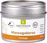 GREENDOOR Natur Massagekerze Orange vegan 100ml, festes Massageöl aus BIO Pflanzenwachsen und Ölen, naturrein, rußt nicht, natürlich ohne Tierversuche, Naturkosmetik Geschenke