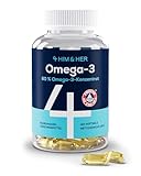 4 HIM & HER Omega-3 Fischöl-Kapseln – 80% Konzentriertes Omega-3-Kapseln Hochdosiert – 668 mg EPA und 500 mg DHA + 83,4 mg DPA pro Portion – 120 Softgels – für 2 Monate