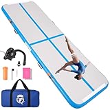 Gymnastik Matte Rechteck Luftkissen, Aufblasbare Gymnastikmatte Turnmatte für Akrobatik, Training & Yoga, 3M 4M, 10cm DickeAir Tumbling Track Trainingsmatte mit Pumpe (Blau, 400x100x10cm)
