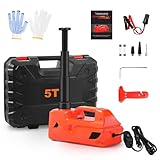 SROCHN 5T Elektrischer Wagenheber, Hubbereich 13,5-45 cm, 12V Elektrischer Hydraulischer Wagenheber Set für Autoreparatur, Fahrzeugwartung und Pannenhilfe