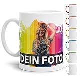 Keramik, Tasse selbst individuell gestalten/Personalisierbar mit eigenem Foto bedrucken/Fototasse/Motivtasse/Werbetasse/Firmentasse mit Logo/Weiss - Glanz