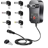 12W Universal Netzteil 3-12v, Universal Netzteil AC zu DC 3V 4.5V 5V 6V 7.5V 9V 12V 1A Schaltnetzteil mit 6 DC-Steckern für Lautsprecher Kamera Lampe Tablet, LED-Streifen Router, 1000mA max.