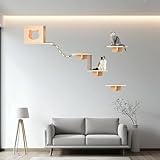 Pucaru Katzen-Wandregale,Katzen Kletterwand，Katzen-Wandklettergerüst-Set Zum Schlafen, Klettern Und(6pcs)