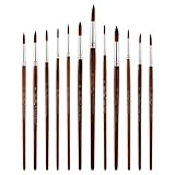 Prasacco 12 Stück Aquarellpinsel Set, Nylon Pinsel Künstlerpinsel Premium Aquarell Pinsel Runde Spitze Pinsel Set Pinsel Acrylfarbe für Wasserfarben Aquarell für Anfänger,Kinder und Gemälde Liebhaber