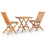 CKioict Lounge Set Terassenmöbel außen Lounge möbel Outdoor 3-TLG. Bistroset mit Beigen Kissen Massivholz TeakFür Terrassen, Balkone, Gärten