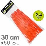 YERD Mähfaden 2,4mm x 30cm 50 Stk. vorgeschnitten, Vierkant-Trimmerfaden Trimmer